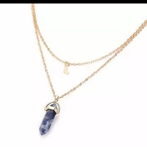 Amethyst Crystal moon necklace 16 in